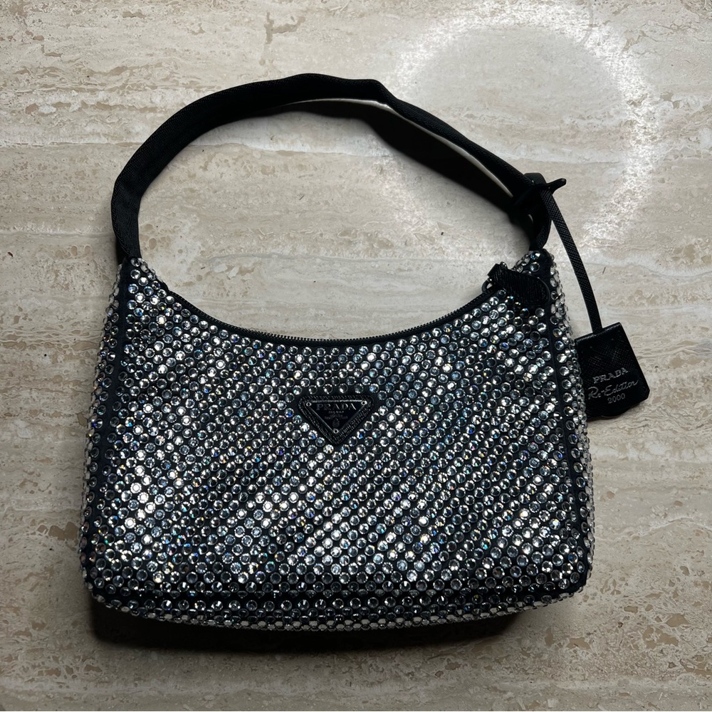 Prada Ee-edition 2000 Glitter Handbag In Black